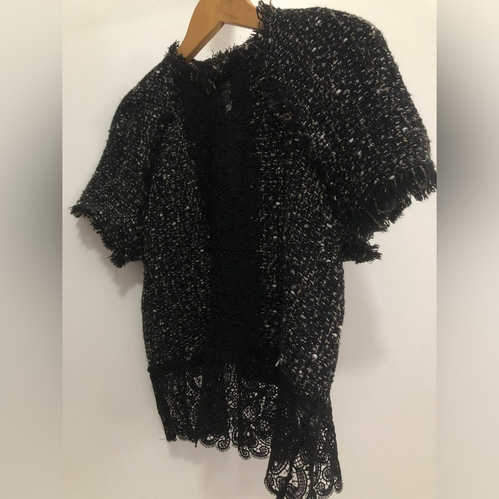 NWT Zara tweed and lace blouse sz XS - Picture 6 of 7